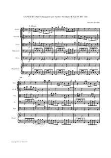 Concerto for Strings in F Major, RV 138: Score and parts by Antonio Vivaldi