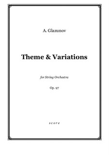 Thema und Variationen für Streichorchester: Score and parts by Alexander Glazunov