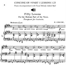 Für tiefe Stimme: No.1-25 Book I (piano accompaniments with vocal melody added and sheet music) by Giuseppe Concone