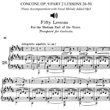 Für tiefe Stimme: No.26-50 Book II (piano accompaniments with vocal melody added and sheet music) by Giuseppe Concone