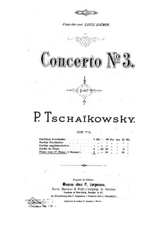 Konzert für Klavier und Orchester Nr.3 in Es-Dur, TH 65 Op.75: Version for two pianos by Pjotr Tschaikowski