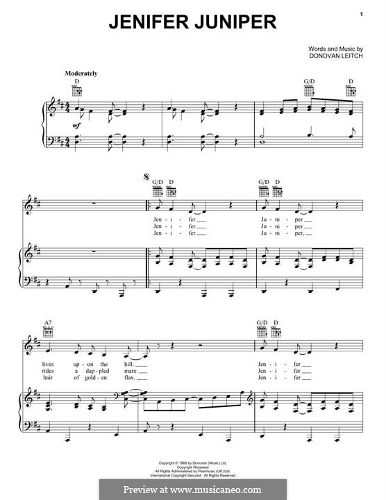 Jennifer Juniper: Für Stimme und Klavier (oder Gitarre) by Donovan Leitch