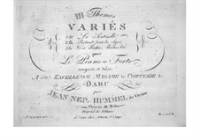 Trois themes variés, Op.34: Variationen über Thema 'Vivat Bacchus' aus 'Die Entführung aus dem Serail' von Mozart by Johann Nepomuk Hummel