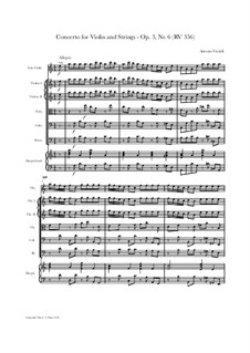 Konzert für Violine und Streicher Nr.6 in a-Moll, RV 356: Score, parts by Antonio Vivaldi