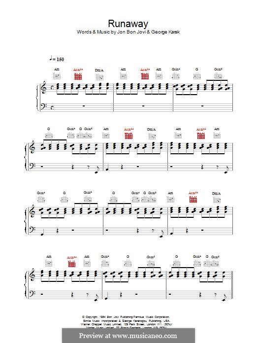 Runaway (Bon Jovi) von G. Karakoglou, J.B. Jovi Noten auf MusicaNeo