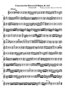 Konzert für Horn und Orchester Nr.1 in D-Dur, K.412: Solo Stimme by Wolfgang Amadeus Mozart