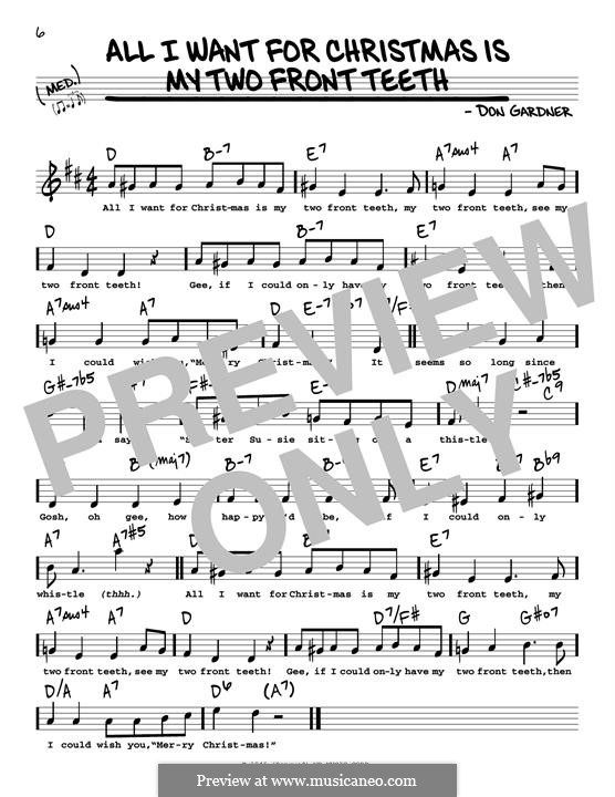 All I Want for Christmas Is My Two Front Teeth: Melodische Linie by Don Gardner