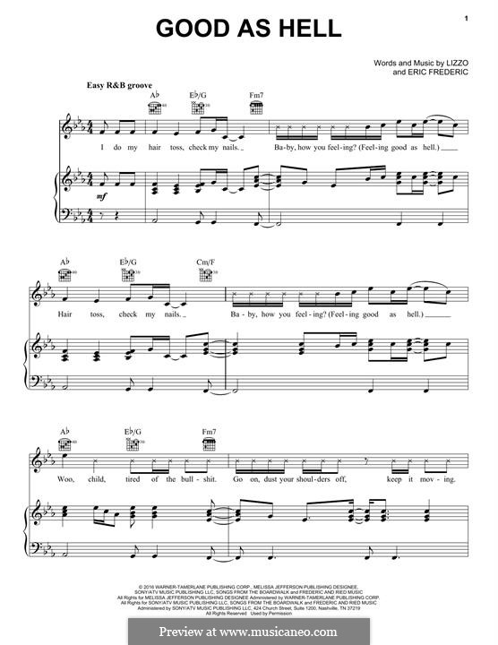 Good as Hell: Für Stimme und Klavier (oder Gitarre) by Eric Frederic, Lizzo