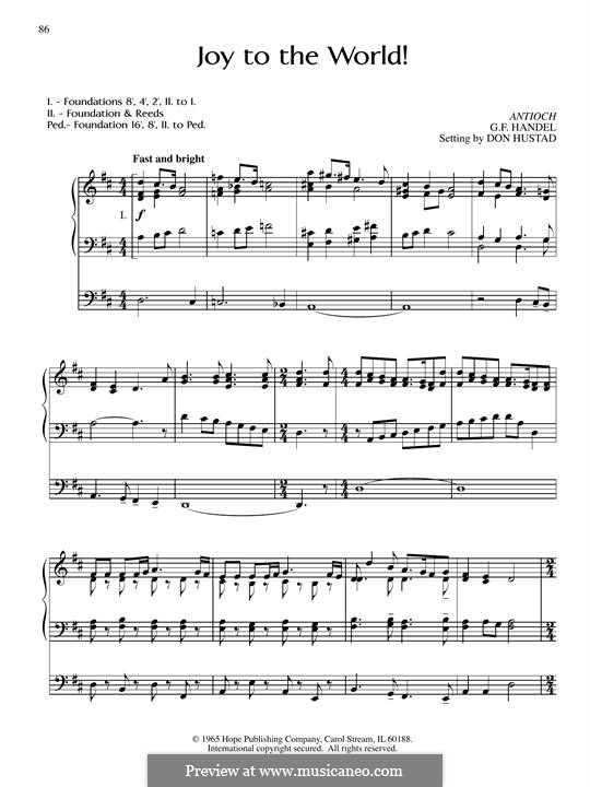 Joy to the World (Printable Scores) von G.F. Händel Noten auf MusicaNeo