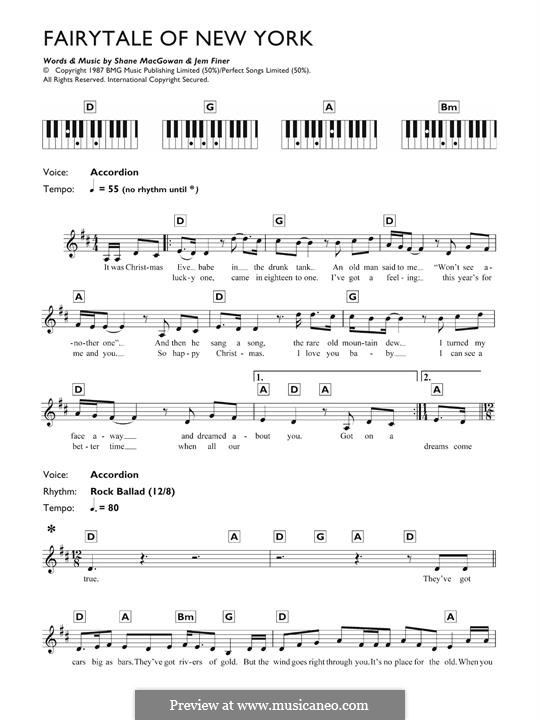Fairytale of New York (The Pogues & Kirsty MacColl): Melodische Linie by Jem Finer, Shane MacGowan