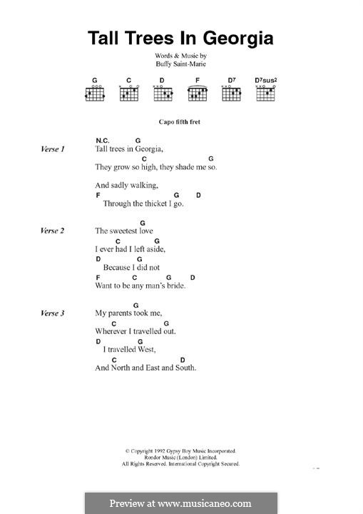 Tall Trees in Georgia: Text und Akkorde by Buffy Sainte-Marie