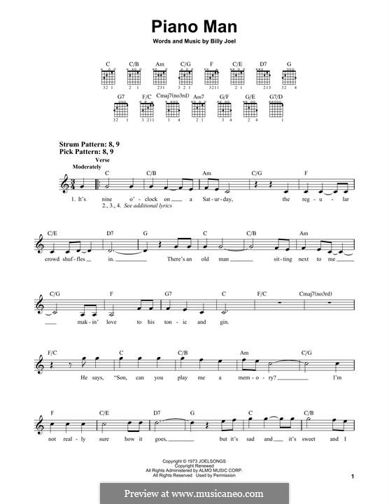 Piano Man: Für Gitarre by Billy Joel