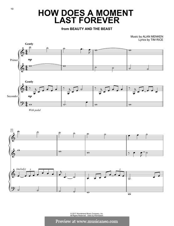How Does a Moment Last Forever (Celine Dion): Für Klavier by Alan Menken