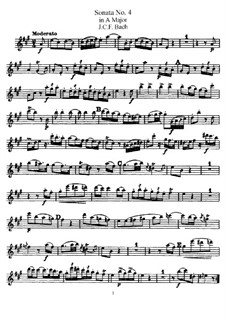 Sonate für Flöte und Basso Continuo Nr.4 in A-Dur: Solostimme by Johann Christoph Friedrich Bach