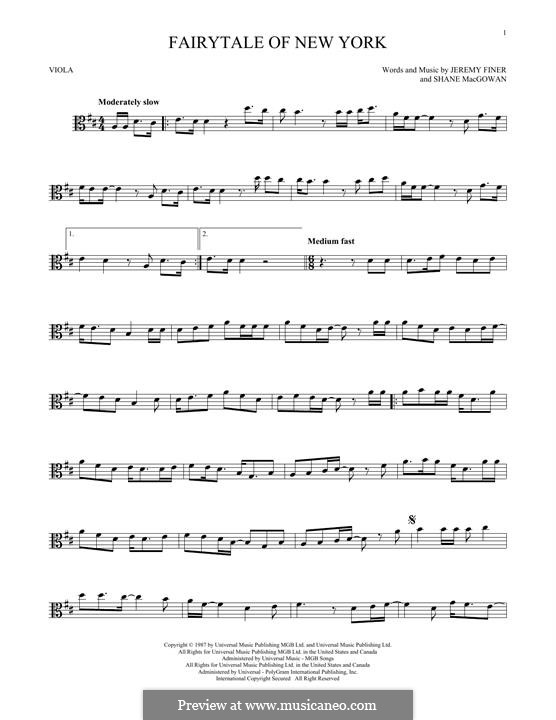 Fairytale of New York (The Pogues & Kirsty MacColl): For viola by Jem Finer, Shane MacGowan