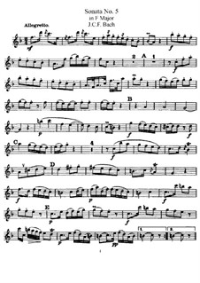 Sonate für Flöte und Basso Continuo Nr.5 in F-Dur: Solostimme by Johann Christoph Friedrich Bach
