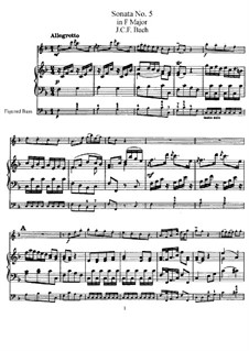 Sonate für Flöte und Basso Continuo Nr.5 in F-Dur: Partitur by Johann Christoph Friedrich Bach