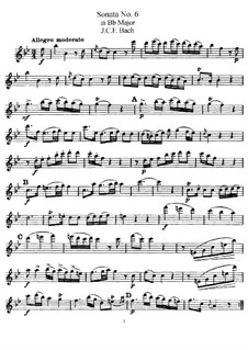 Sonate für Flöte und Basso Continuo Nr.6 in B-Dur: Solostimme by Johann Christoph Friedrich Bach