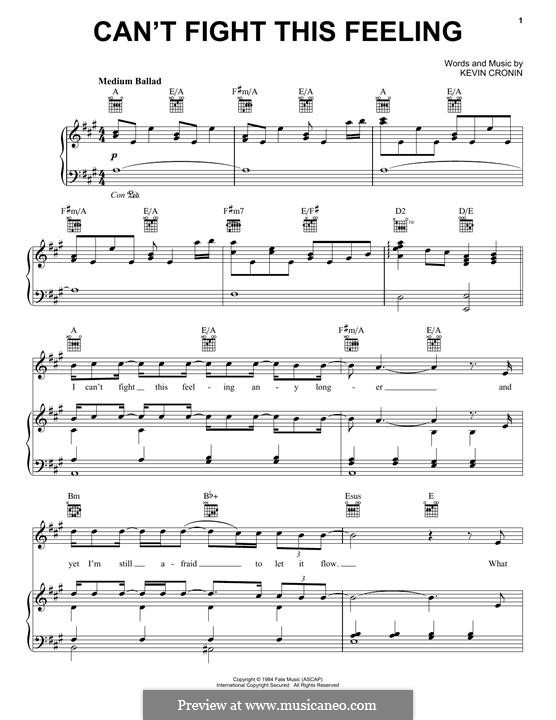 Can't Fight This Feeling: Für Stimme und Klavier (oder Gitarre) by Kevin Cronin