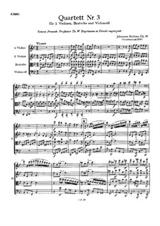 Streichquartett Nr.3 in B-Dur, Op.67: Vollpartitur by Johannes Brahms