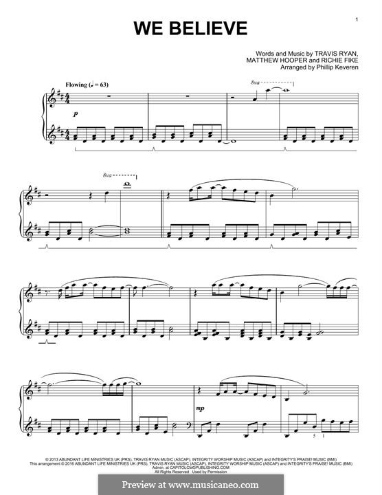 We Believe (Newsboys): Für Klavier by Matthew Hooper, Richie Fike, Travis Ryan
