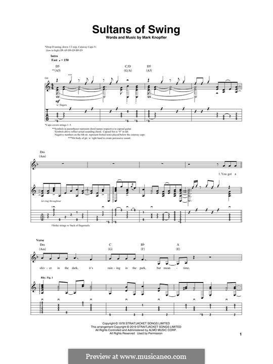 Sultans of Swing (Dire Straits): Für Gitarre by Mark Knopfler