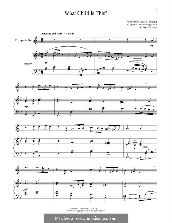 Two instruments version: For trumpet and piano by folklore