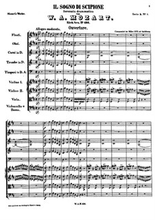 Der Traum des Scipio, K.126: Vollpartitur by Wolfgang Amadeus Mozart