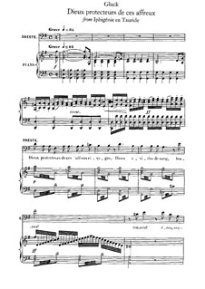 Iphigenie auf Tauris, Wq.46: Dieux protecteurs de ces affreux, für Singstimme und Klavier by Christoph Willibald Gluck