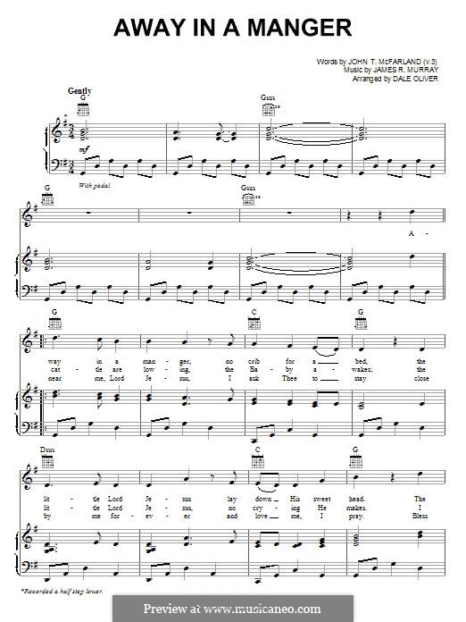 Away in a Manger (Printable Scores): Für Stimme und Klavier (oder Gitarre) by James R. Murray