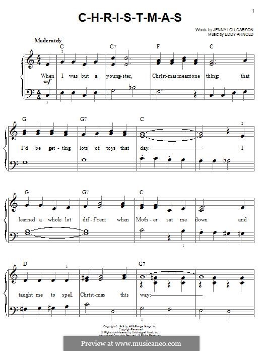 C-H-R-I-S-T-M-A-S (Perry Como): Für Klavier, leicht by Eddy Arnold