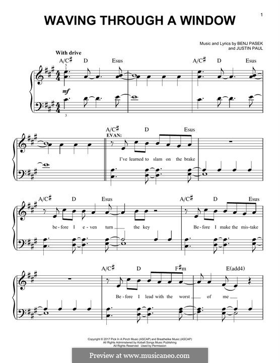 Waving Through a Window (from Dear Evan Hansen): Für Klavier by Justin Paul, Benj Pasek