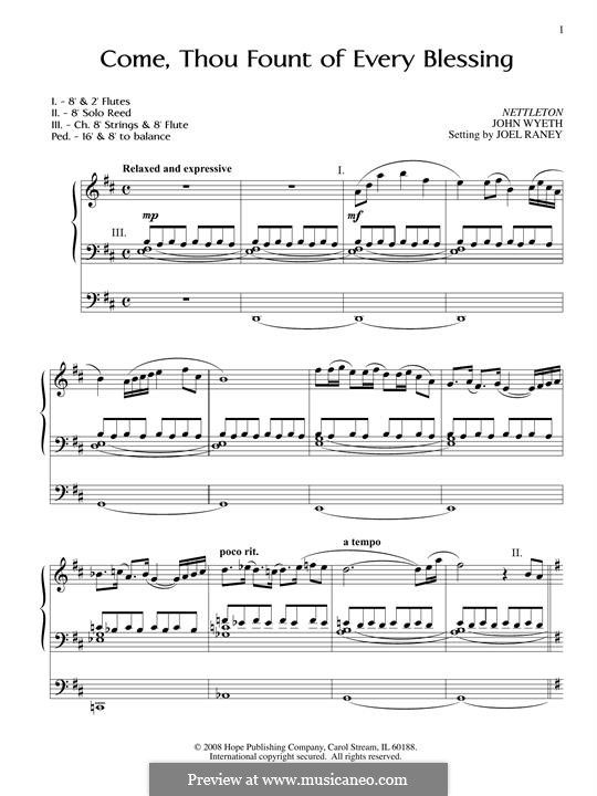 Come, Thou Fount of Every Blessing: Für Orgel by John Wyeth