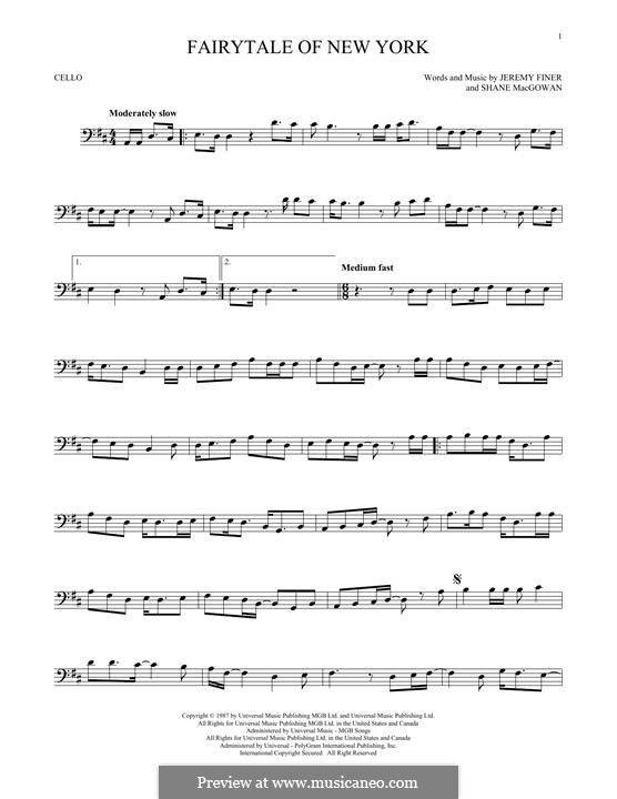 Fairytale of New York (The Pogues & Kirsty MacColl): Für Cello by Jem Finer, Shane MacGowan