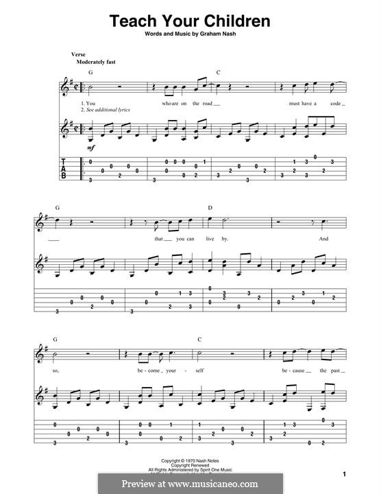 Teach Your Children (Crosby, Stills & Nash): Für Gitarre mit Tabulatur by Graham Nash