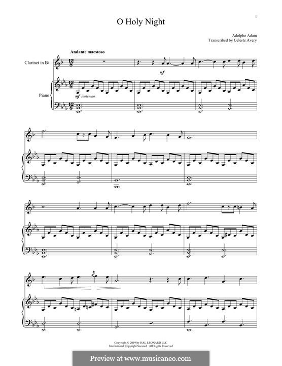 Vocal-instrumental version (Printable scores): Für Klarinette und Klavier by Adolphe Adam
