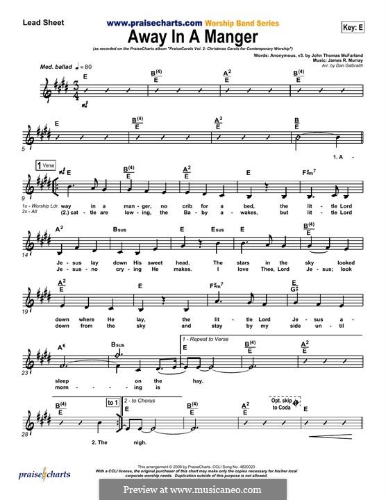 Away in a Manger (Printable Scores): Melodische Linie by James R. Murray