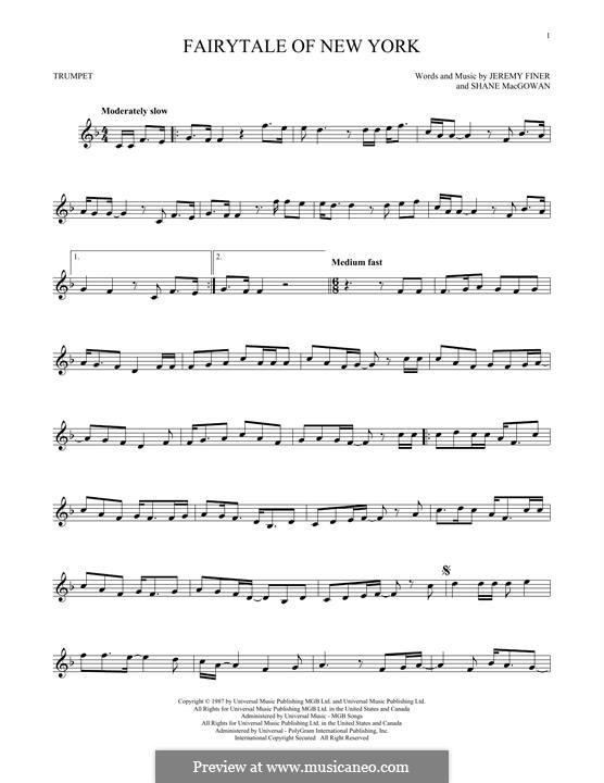 Fairytale of New York (The Pogues & Kirsty MacColl): Für Trompete by Jem Finer, Shane MacGowan