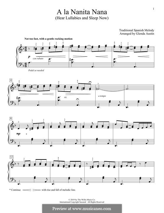 A La Nanita Nana (Hear Lullabies and Sleep Now): Für Klavier by folklore