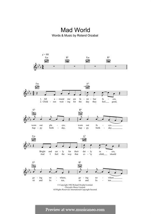 Mad World (Gary Jules & Michael Andrews): Melodische Linie by Roland Orzabal