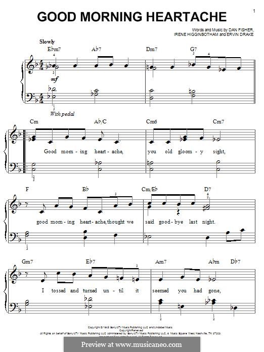 Good Morning Heartache (Billie Holiday): Für Klavier by Daniel Fisher, Ervin Drake, Irene Higginbotham