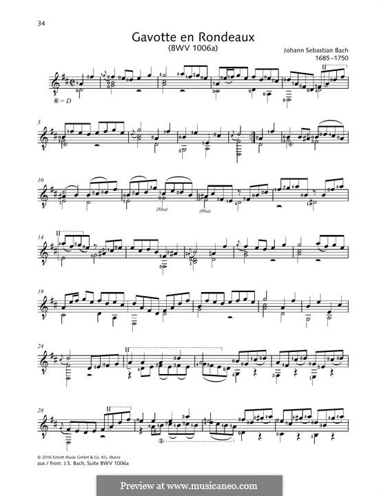 Suite für Laute in E-Dur, BWV 1006a: Gavotte en Rondeaux by Johann Sebastian Bach