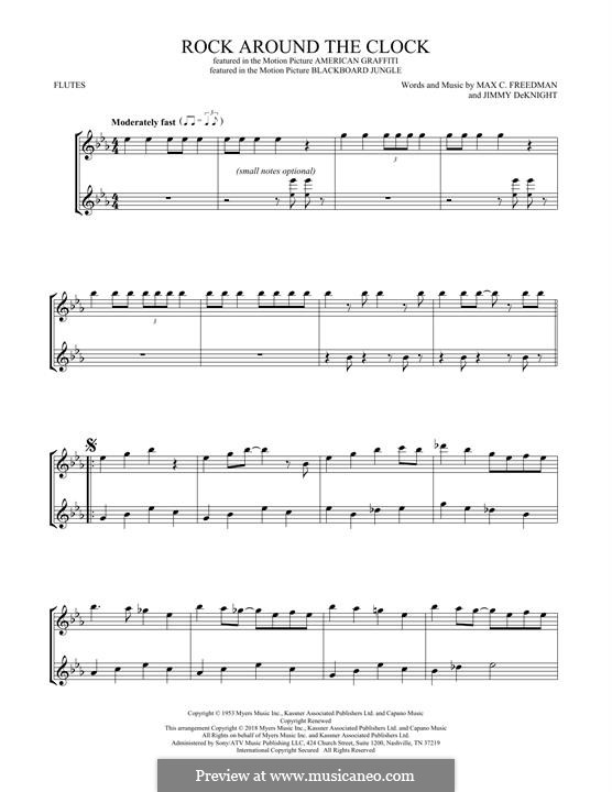 Rock Around the Clock (Bill Haley and His Comets): Für zwei Flöten by Jimmy DeKnight, Max C. Freedman