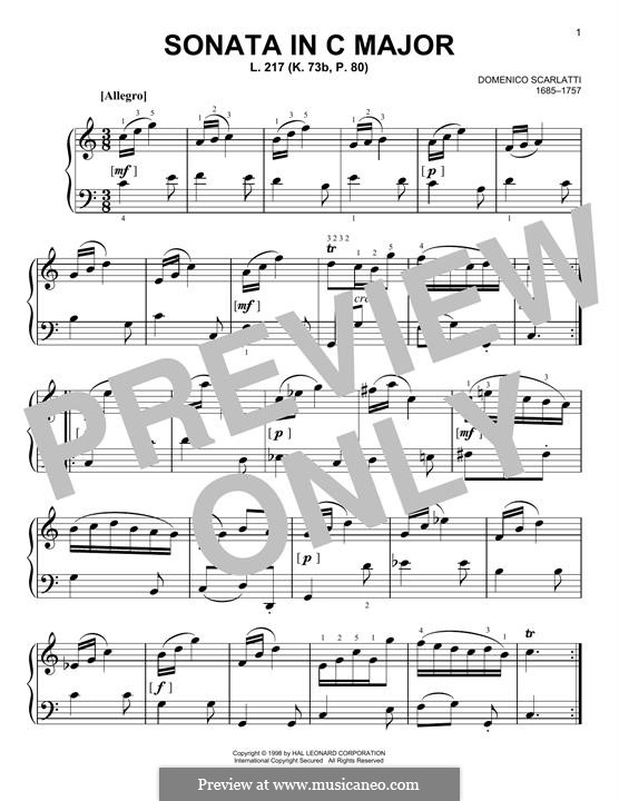 Sonate Nr.217 in c-Moll, K.73 L.217 P.80: Für Klavier by Domenico Scarlatti