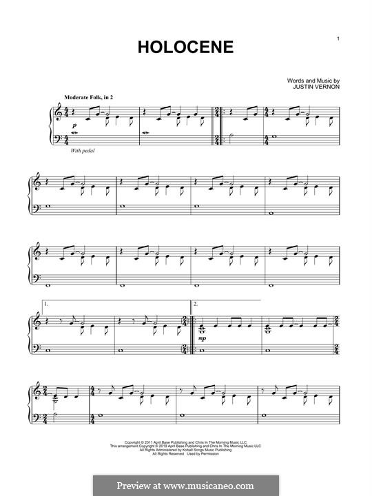 Holocene (Bon Iver): Für Klavier by Justin Vernon