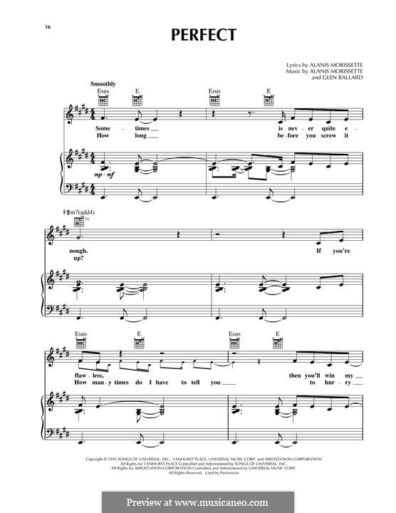 Perfect (from Jagged Little Pill The Musical): Für Stimme und Klavier by Alanis Morissette, Glen Ballard