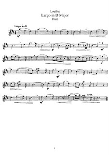 Largo in D-Dur: Für Flöte und Piano – Flötenstimme by Jean Baptiste Loeillet de Gant