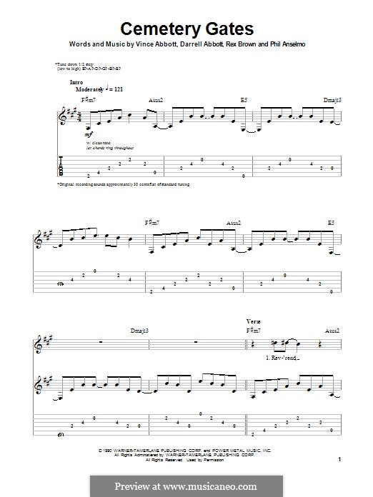 Cemetery Gates (Pantera): Für Gitarre by Vince Abbott, Darrell Abbott, Rex Brown, Phill Anselmo