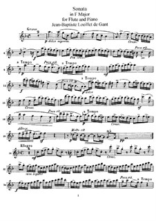 Sonate für Blockflöte und Basso Continuo in F-Dur: Für Flöte und Piano – Flötenstimme by Jean Baptiste Loeillet de Gant