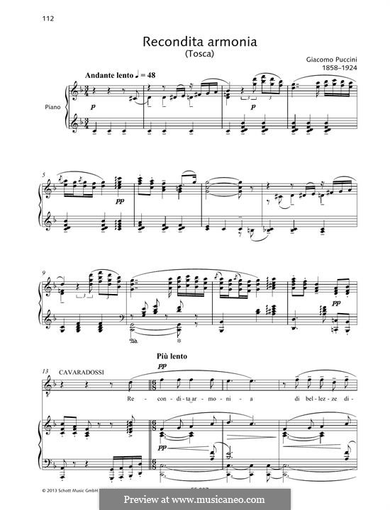 Tosca: Recondita armonia by Giacomo Puccini
